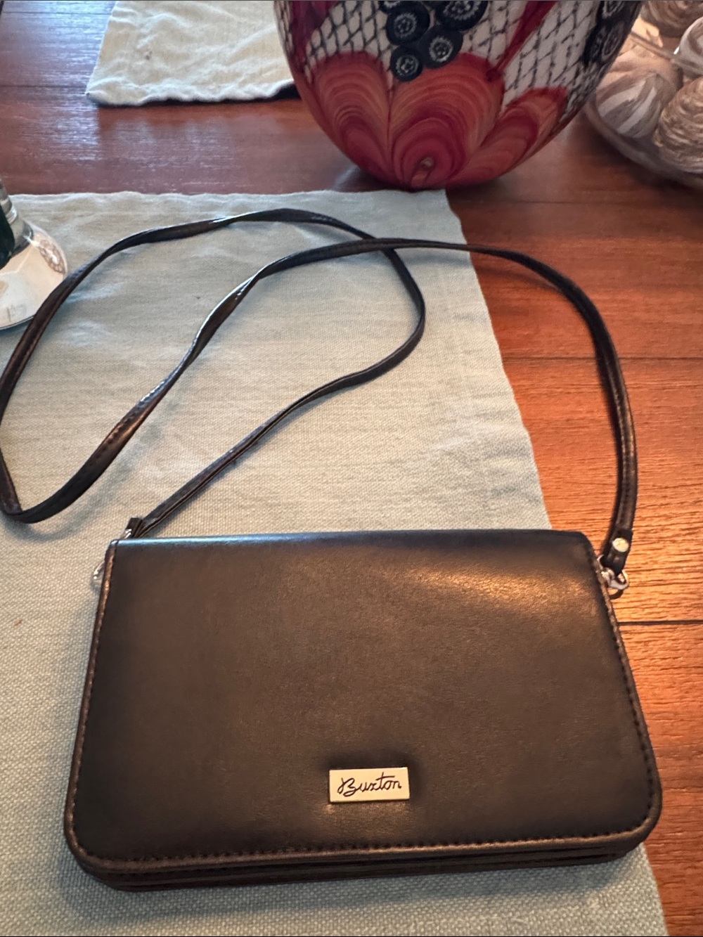 Buxton Black Crossbody Wallet Bag